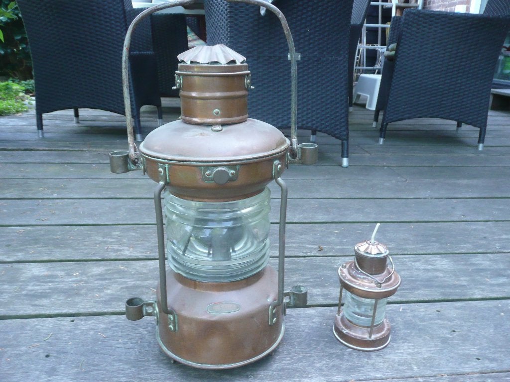 Koperen scheepslamp type ankerlicht, Antiek en Kunst, Antiek | Lampen, Ophalen