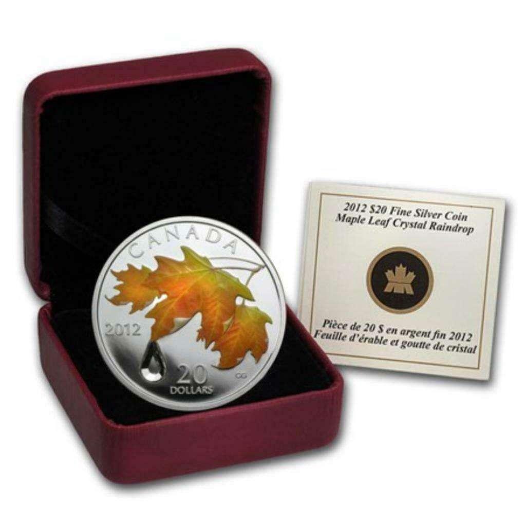 Munt Maple Leaf Gekleurde - Raindrop met SWAROVSKI CRYSTAL, Postzegels en Munten, Verzenden, Losse munt, Zilver