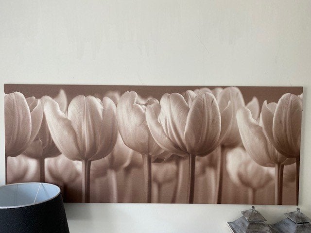 Bloemen schilderij, Ophalen, Op houten frame, Zeefdruk, Bloemen