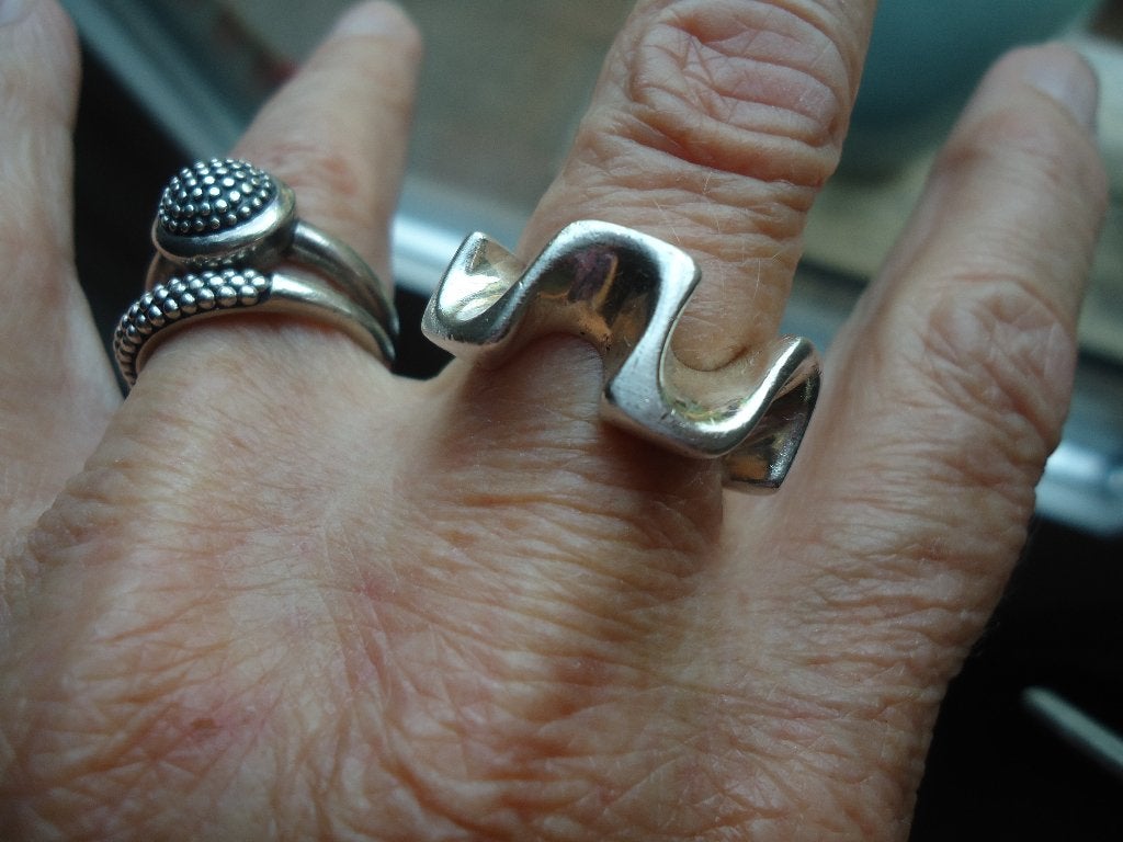 mooie dikke aparte echt zilveren robuuste ring m 18,25  925, Gebruikt, 20 of groter, Ophalen of Verzenden, Dame of Heer