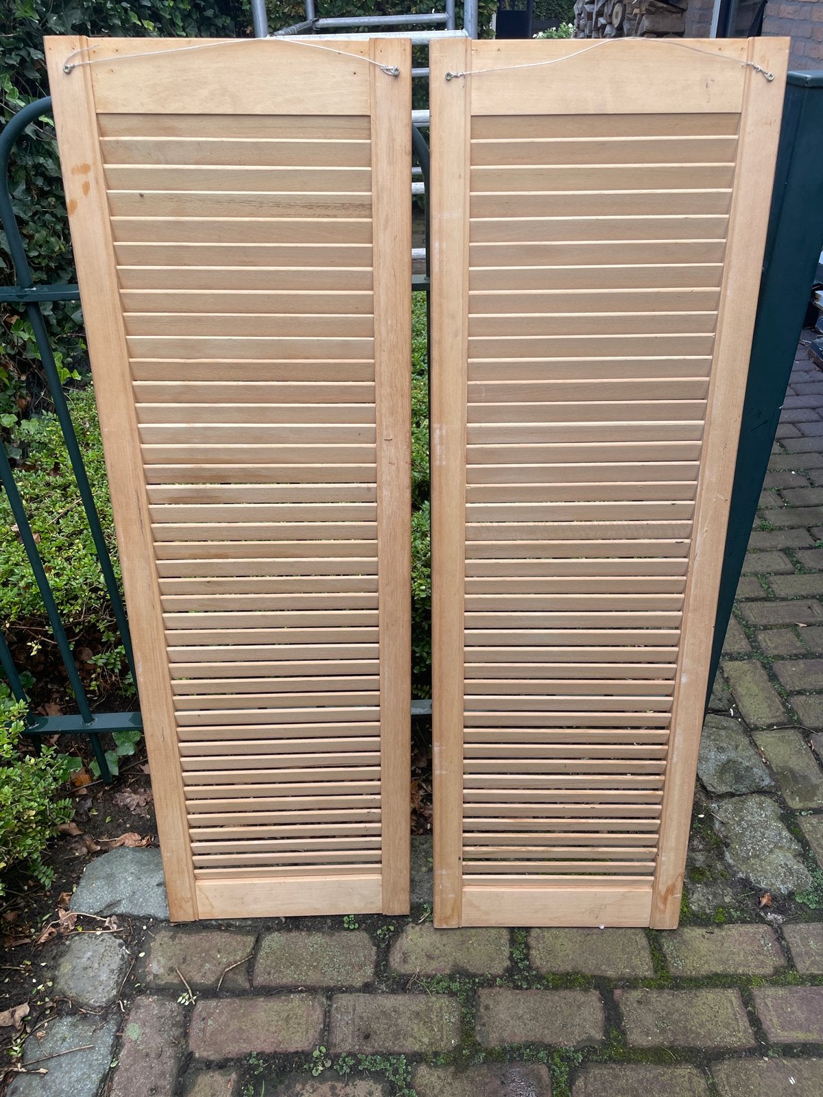Houten Louvre Deuren - Set van 2, Ophalen, Gebruikt, 80 tot 100 cm, Binnendeur