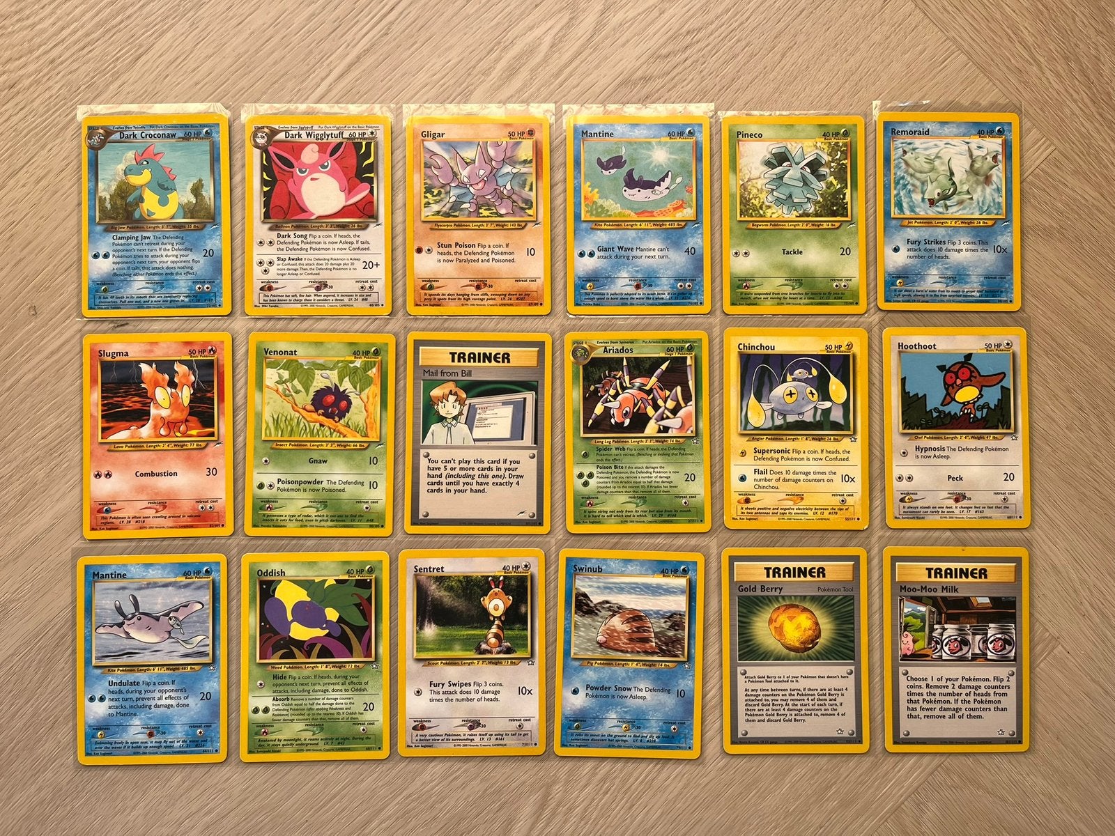 Pokemon kaarten uit de Neo sets - met prijslijst, Ophalen of Verzenden, Zo goed als nieuw, Meerdere kaarten