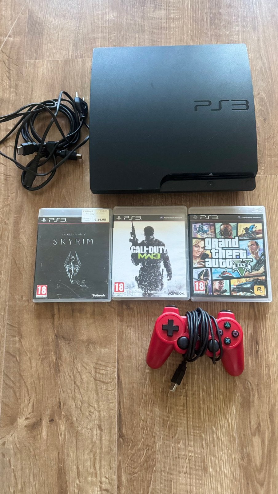 Ps3 bundel: Console, controller, 3 games en de kabels!, Ophalen of Verzenden, Zo goed als nieuw, Met 1 controller, Slim