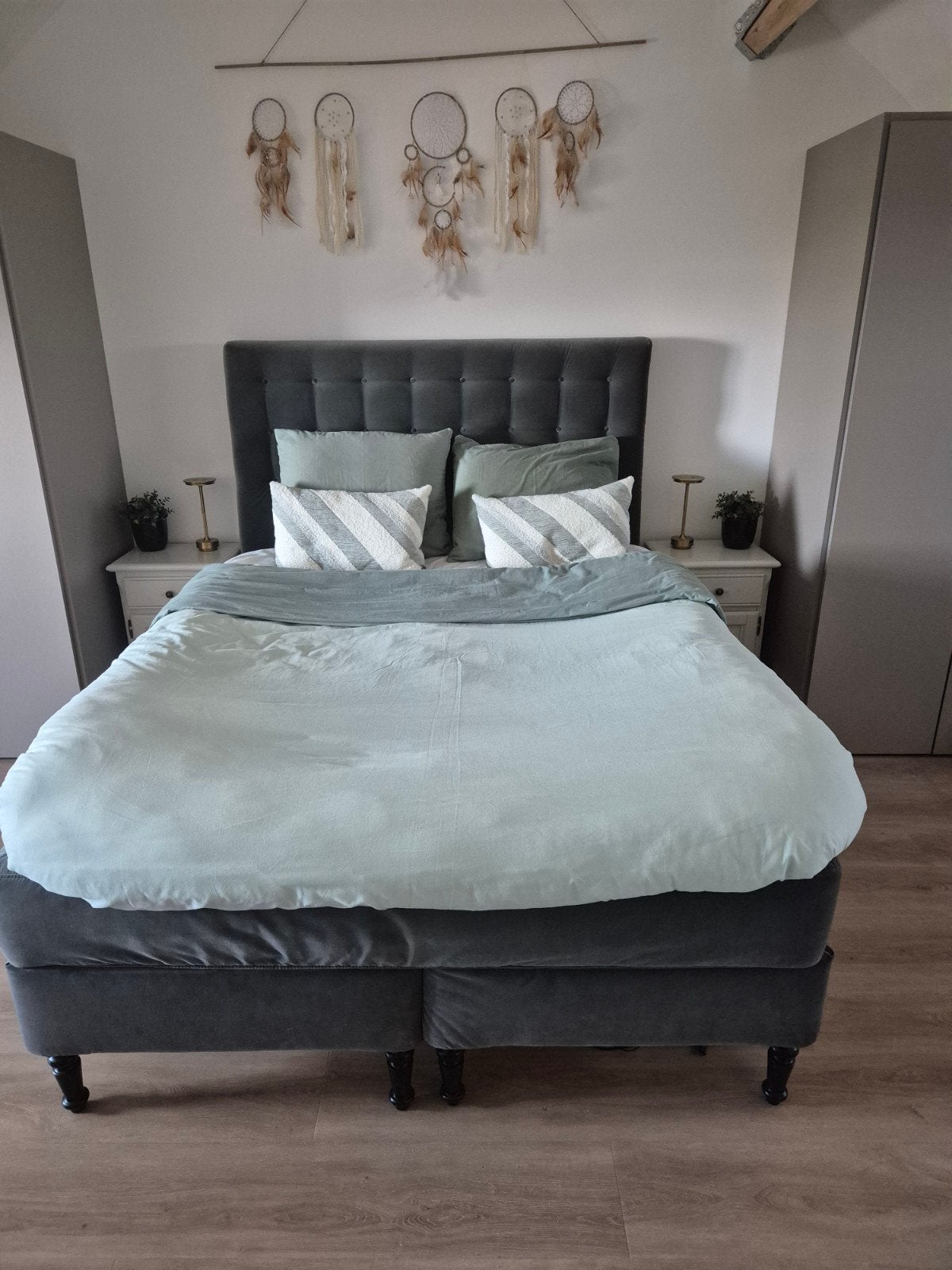 Ikea Kongsjford 160x200 boxspring, Ophalen, Tweepersoons, Grijs, 160 cm