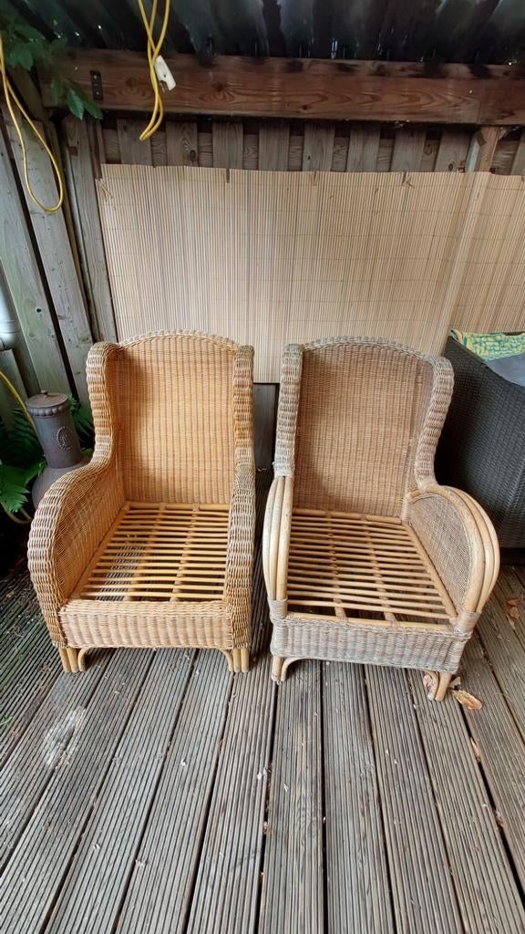 Twee rieten stoelen - perfect voor binnen of buiten, Ophalen, Gebruikt, Twee, Bruin