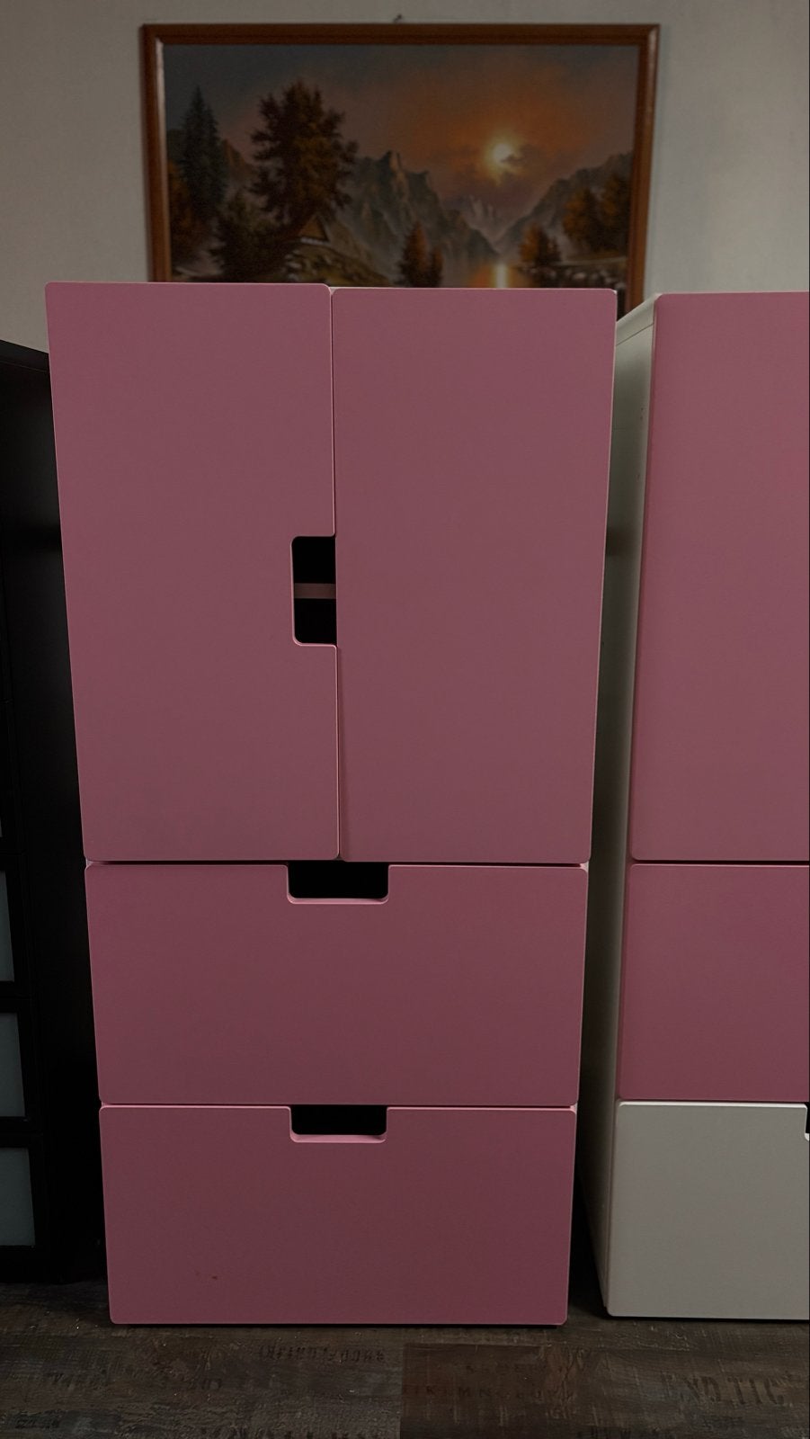 Roze kledingkast met lades en deuren, Ophalen, Gebruikt, 100 tot 150 cm, 50 tot 100 cm