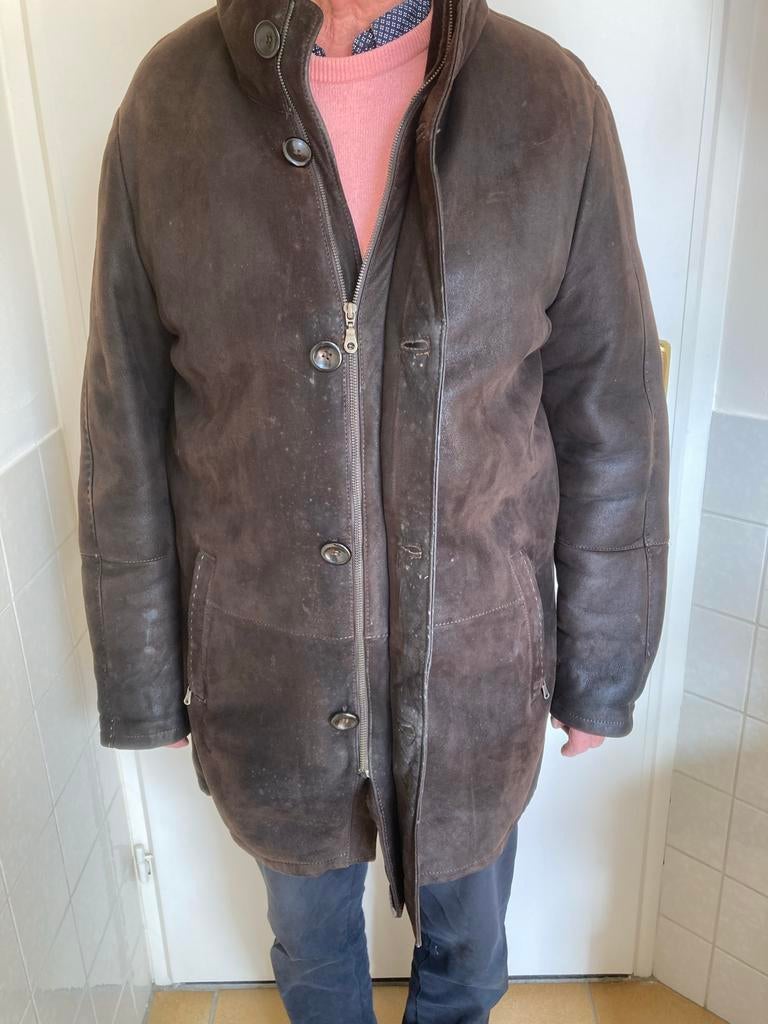 Heren lammy coat - Bruin, Ophalen of Verzenden, Gedragen, Maat 52/54 (L), Bruin