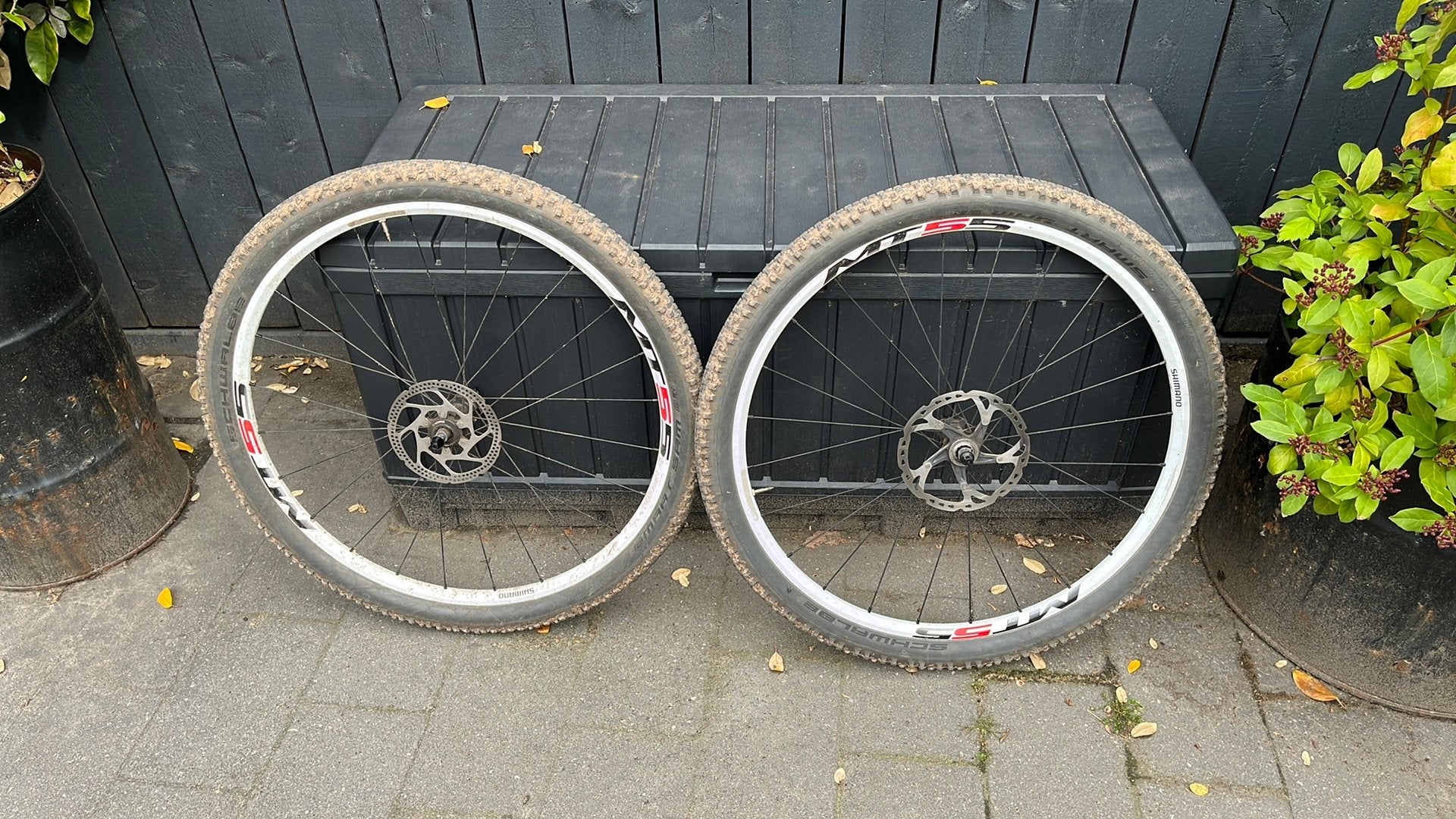 Shimano MT55 Wielset met Schwalbe Smart Sam banden, Gebruikt, Mountainbike, Rubber, Ophalen
