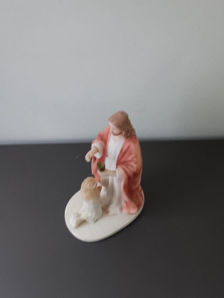 Religieus communiebeeldje Jezus met meisje, Antiek en Kunst, Ophalen of Verzenden