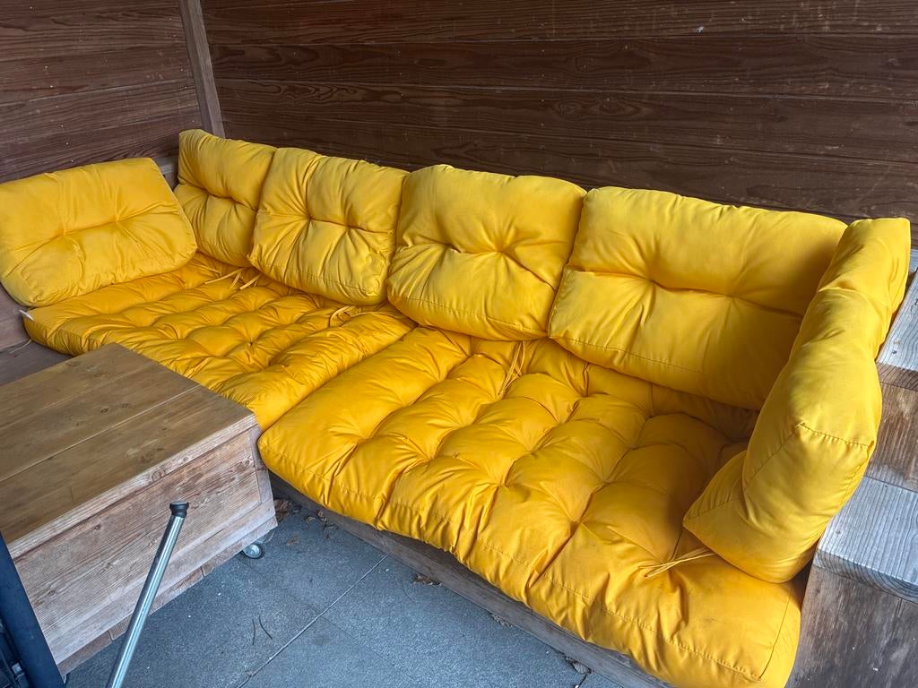 Pallet kussens okergeel, Ophalen of Verzenden, Gebruikt, Geel, Rechthoekig