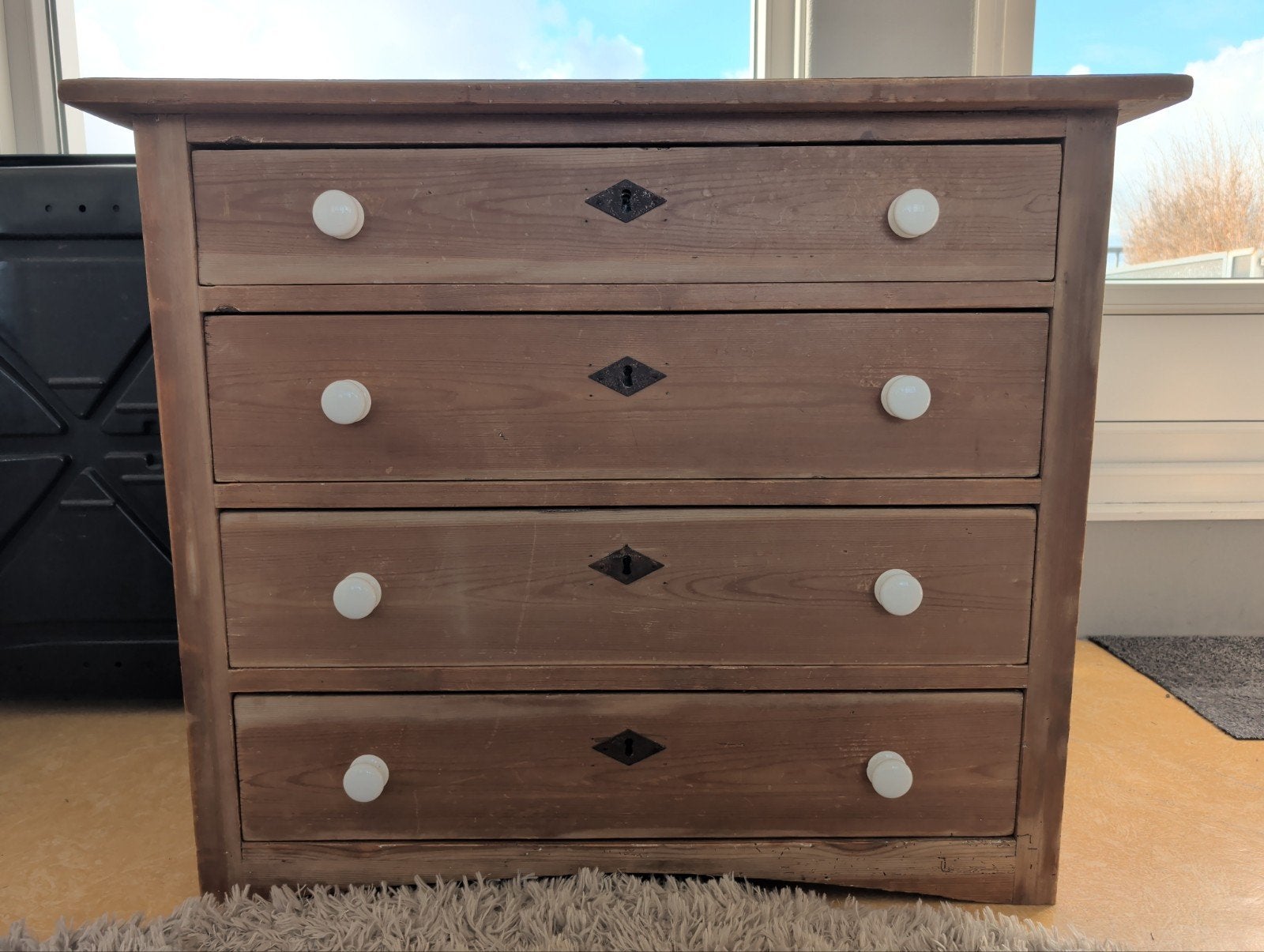 Vintage houten ladenkast - 76x91x49 cm, Ophalen, Gebruikt, 50 tot 100 cm, 3 of 4 laden