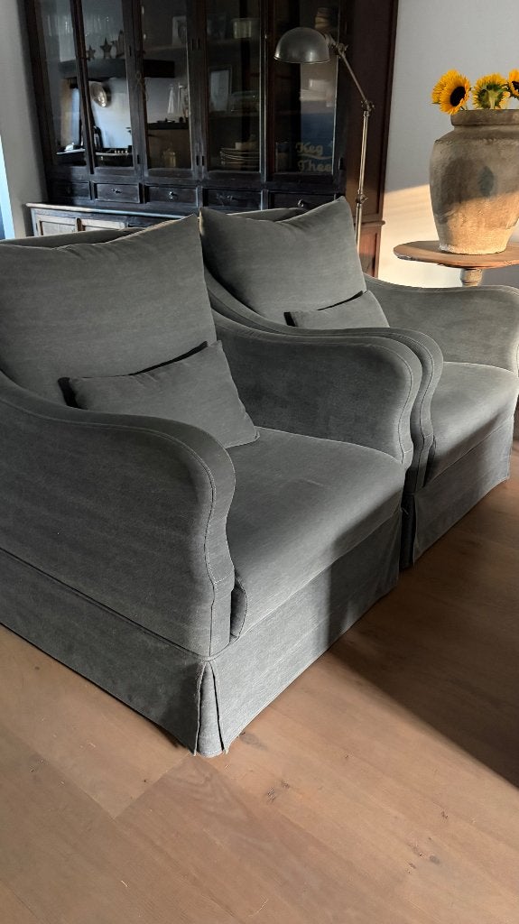 Twee comfortabele stoelen Bart - Grijs, Huis en Inrichting, Fauteuils, Ophalen, Gebruikt, 75 tot 100 cm, Landelijk