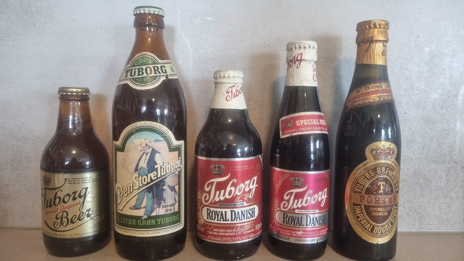 5x Tuborg, Kopenhagen, 2x Glas- ~'70's - <'87 Royal/Porter +, Verzamelen, Ophalen of Verzenden, Glas of Glazen, Overige merken