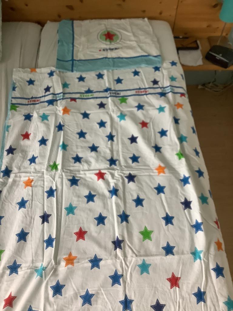 leuk blauw met wit peuter dekbedovertrek Lief - Stoer!, Gebruikt, Blauw, Dekbedovertrek, Ophalen of Verzenden