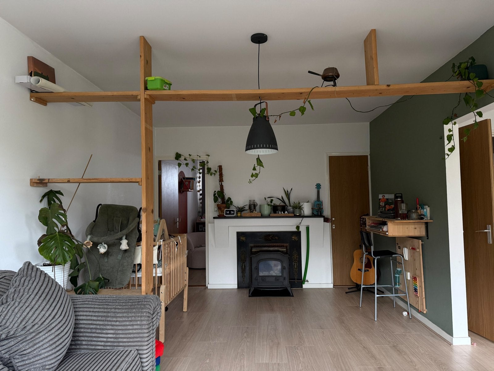 Handgemaakte houten roomdivider met natuurlijke uitstraling, Ophalen, Gebruikt