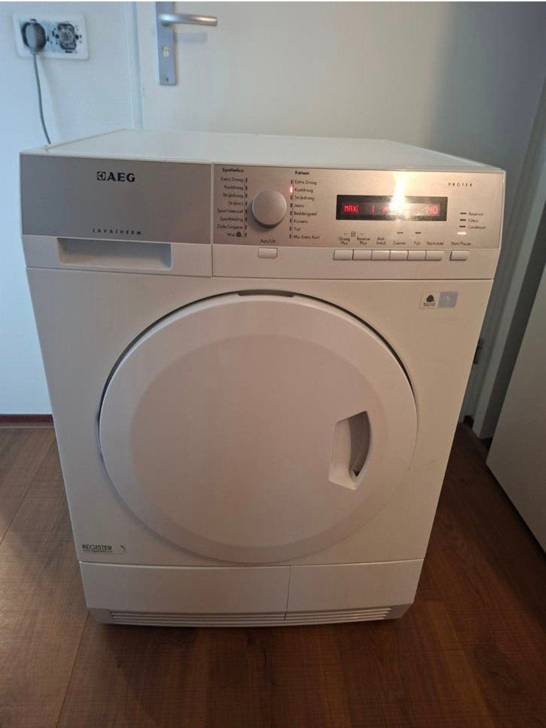 AEG Lavatherm Protex T75380AH2 Warmtepompdroger - Z.G.A.N., Ophalen, 6 tot 8 kg, Zo goed als nieuw, 85 tot 90 cm