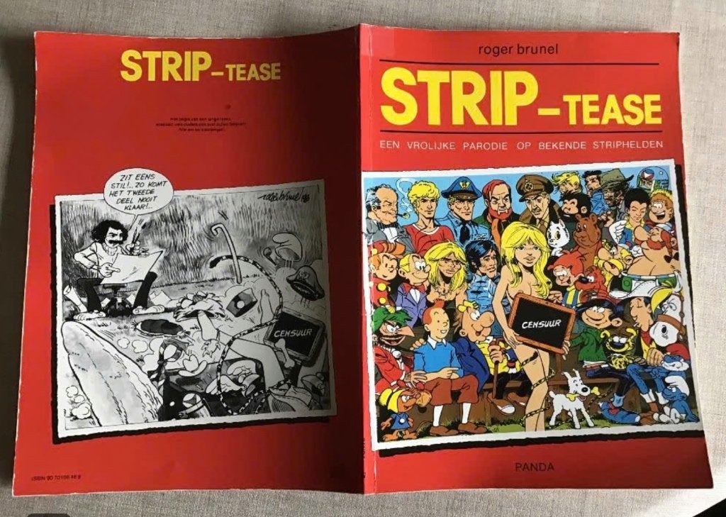 Strip-tease,een vrolijke parodie op bekende striphelden, Eén stripboek, Ophalen of Verzenden, Gelezen