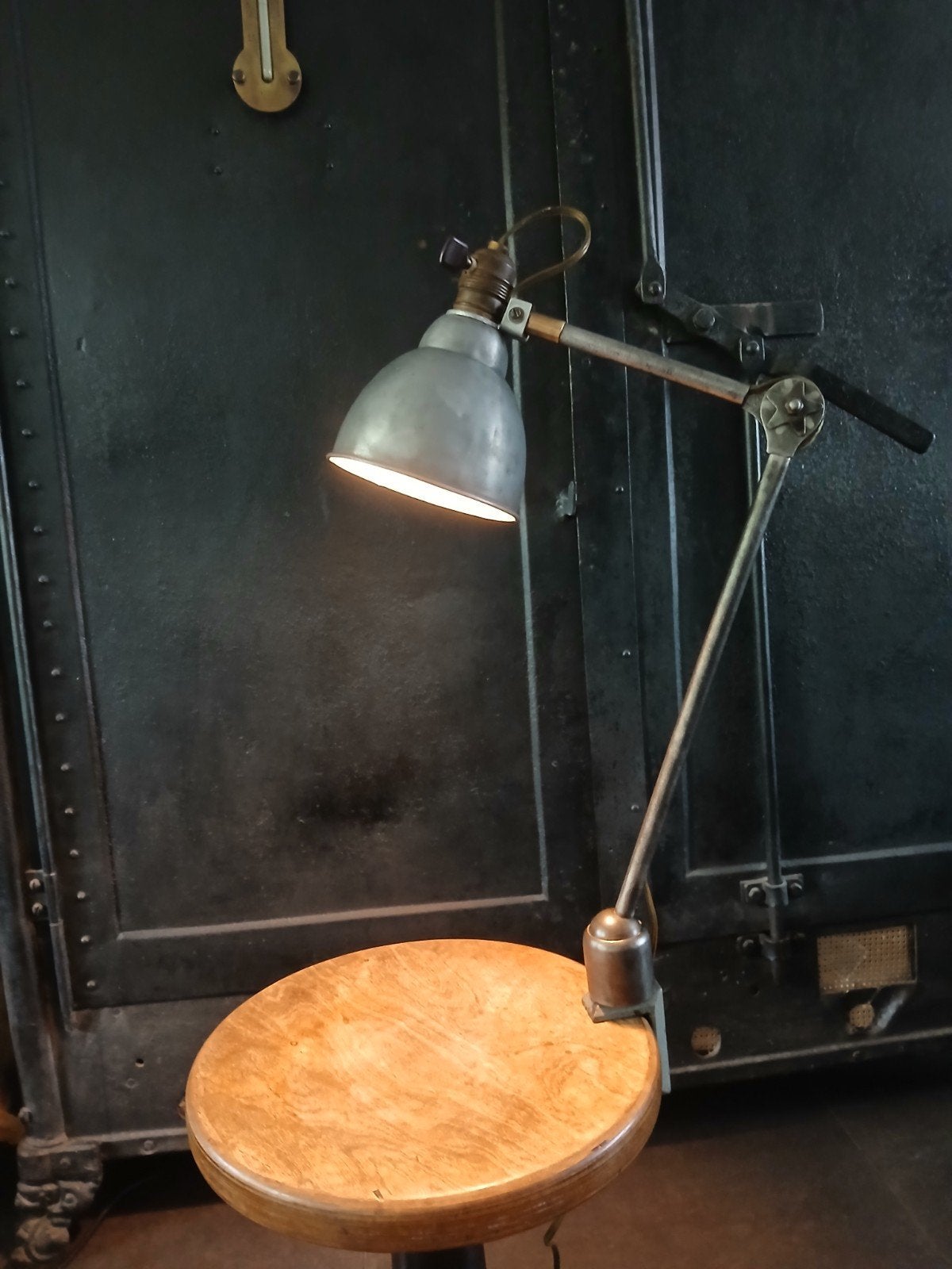 antieke klemlamp 1920 mazda lampe gras industrieel, Antiek en Kunst, Ophalen of Verzenden