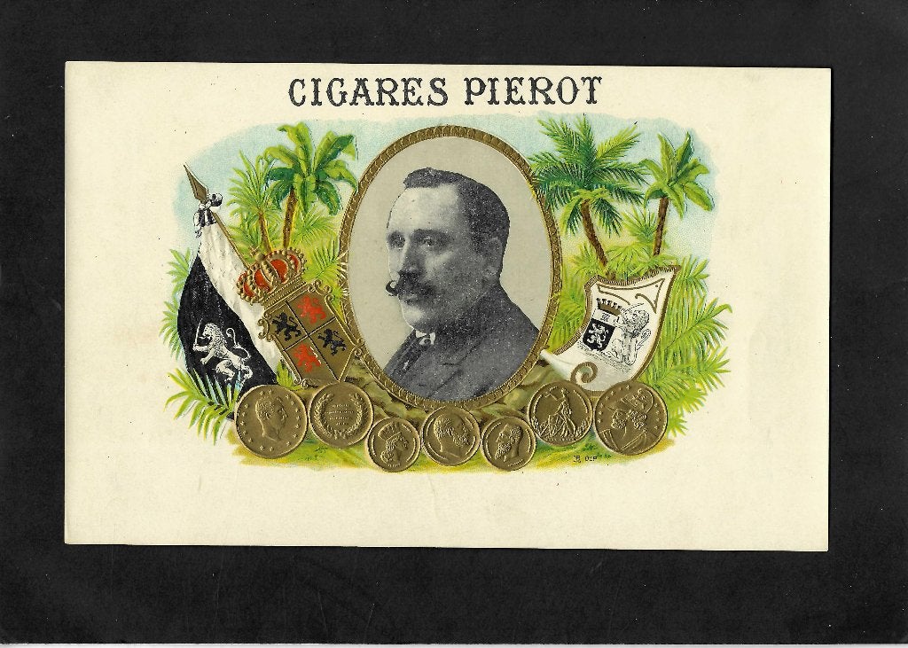 Cigares Pierot   etiket, Verzamelen, Ophalen of Verzenden, Gebruikt, Sigarenbandjes