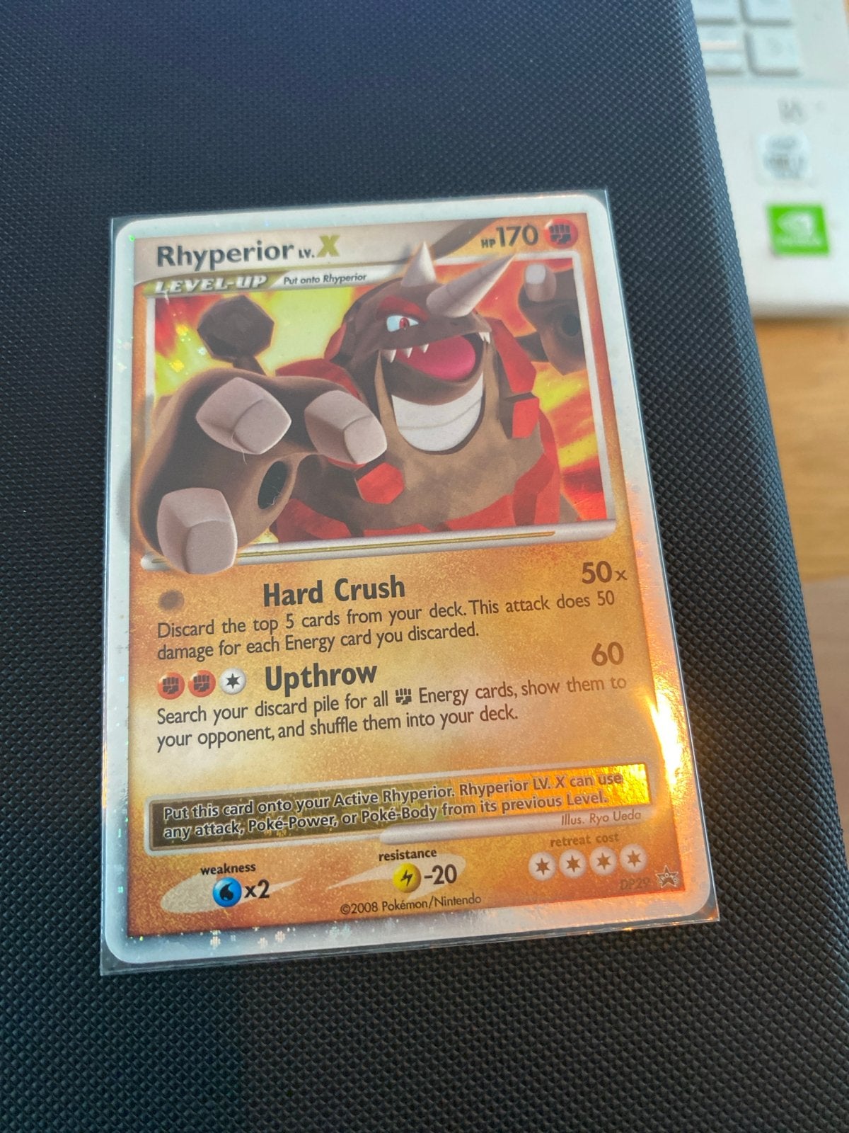 Rhyperior LV.X Pokémon Kaart - Zeldzaam en Krachtig, Ophalen of Verzenden, Zo goed als nieuw, Losse kaart, Foil