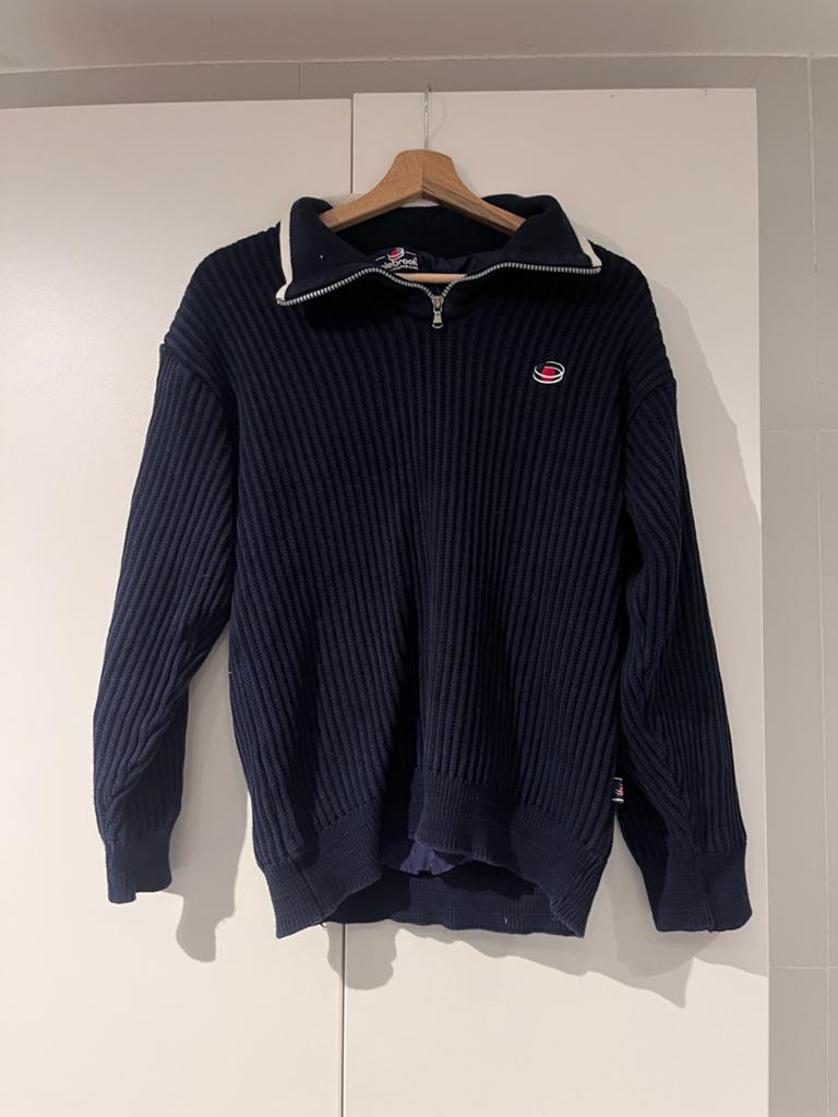 Vintage Holebrook marineblauwe trui met rits S/M, Ophalen of Verzenden, Zo goed als nieuw, Blauw