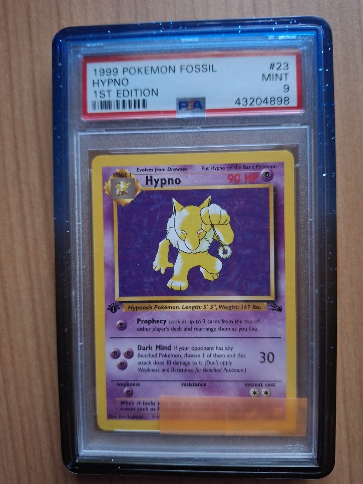 Pokémon Fossil Hypno 1st Edition PSA 9 MINT, Ophalen of Verzenden