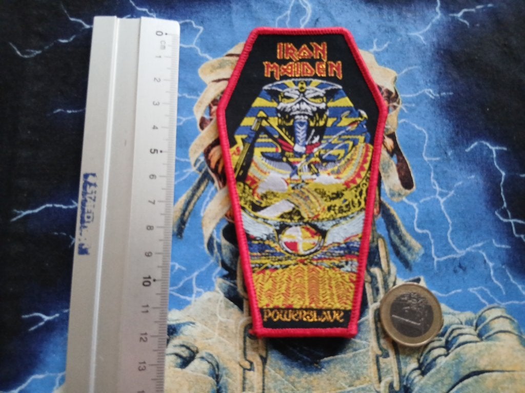 Iron Maiden prachtige Powerslave limited coffin patch 348, Verzamelen, Ophalen of Verzenden, Nieuw, Kleding