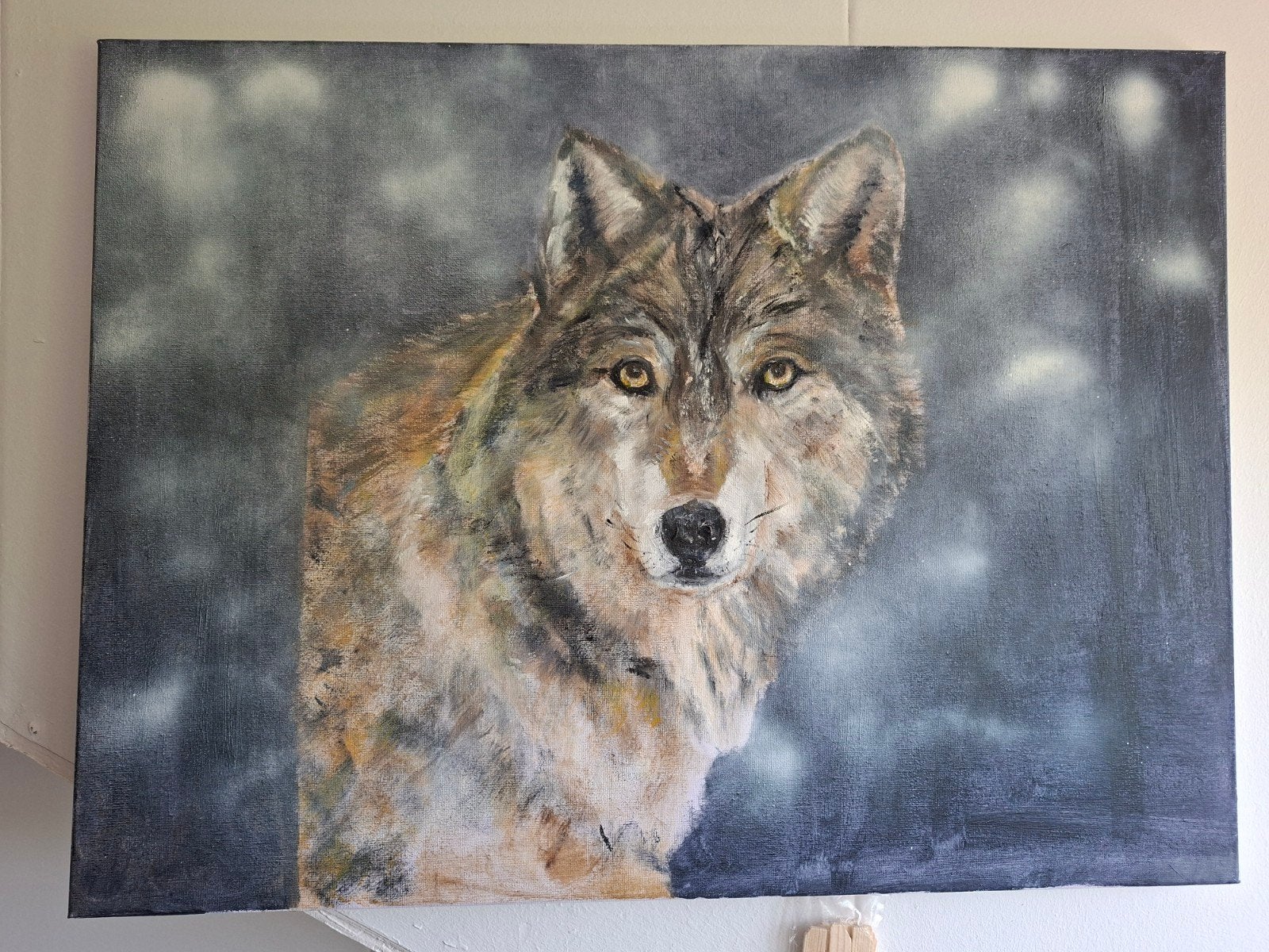 handgeschilderd wolvenportret op canvas, Ophalen, Nieuw