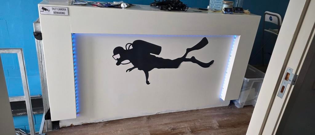 Verkoop balie toonbank met led licht, Ophalen