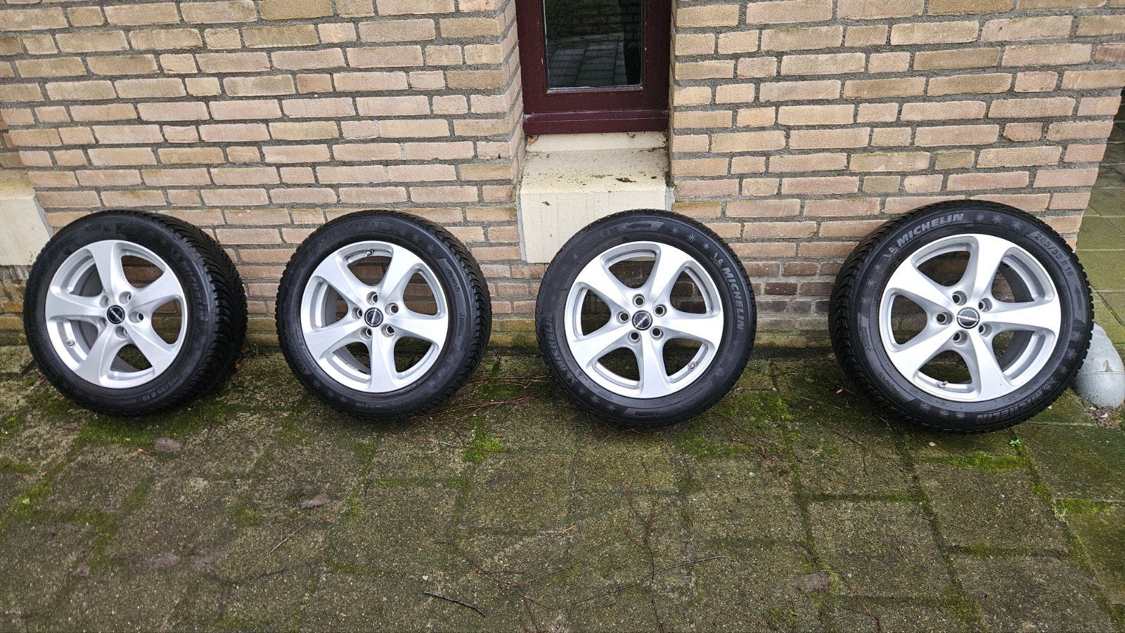 Winterwielenset 205/55 R16 5x105mm Borber + Michelin +TPMS, Ophalen, Gebruikt, 16 inch, Banden en Velgen