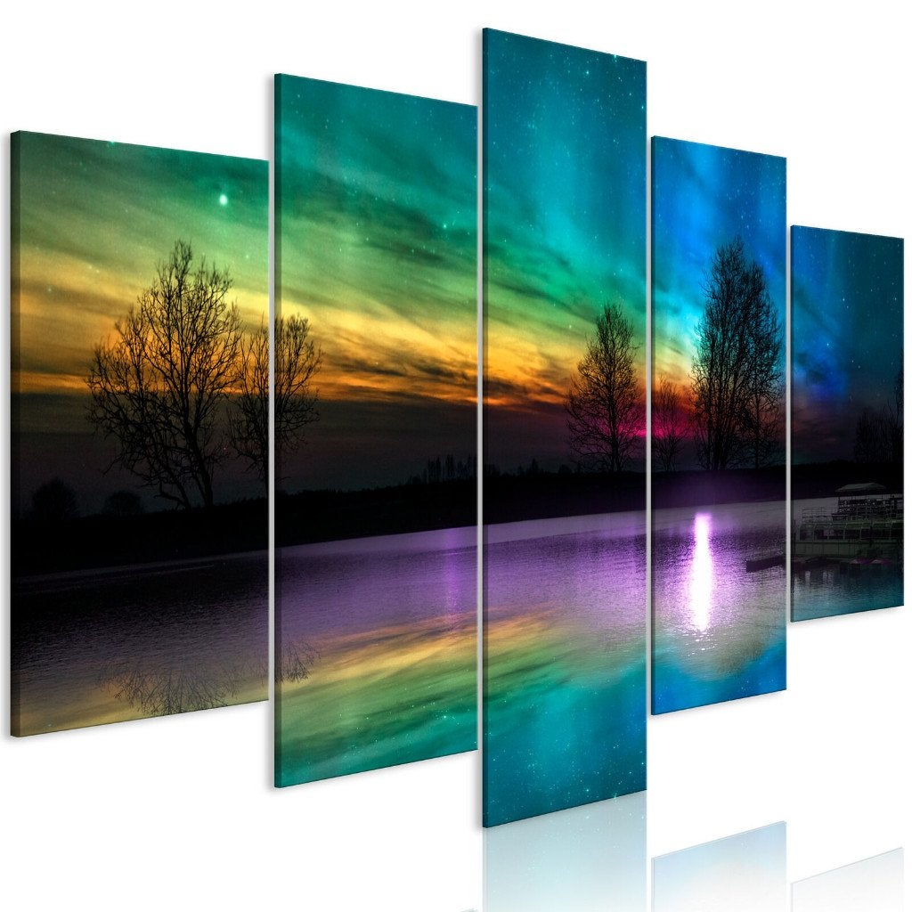 995 Colors Natuur Noorderlicht 5 Luik Schilderij 200x100cm, Ophalen of Verzenden, Nieuw, 125 cm of meer, Schilderij