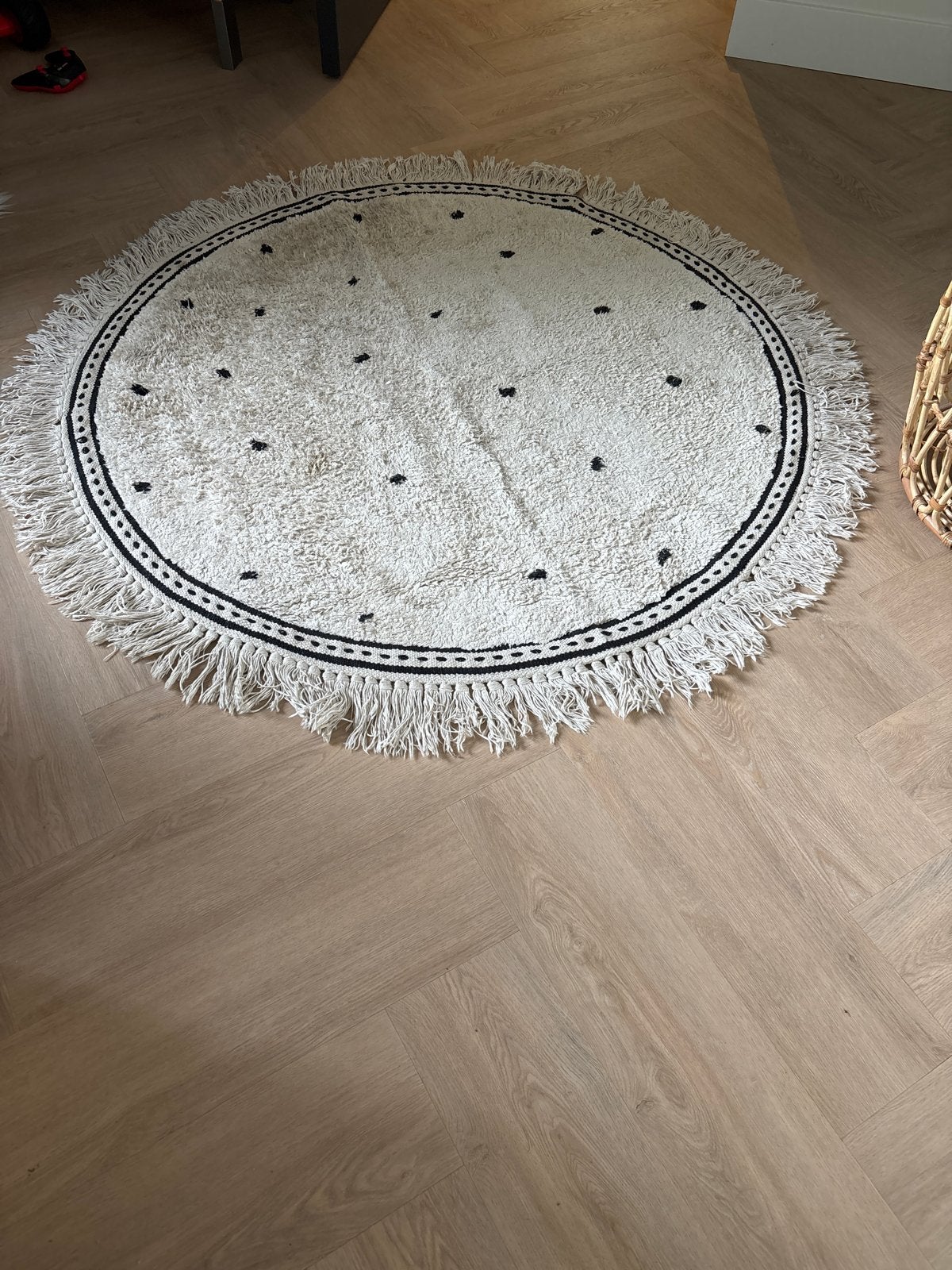 Tapis Petit Round Anna Vloerkleed 110 x 110 cm Dots Cream, 100 tot 150 cm, Rond, Ophalen of Verzenden, Zo goed als nieuw