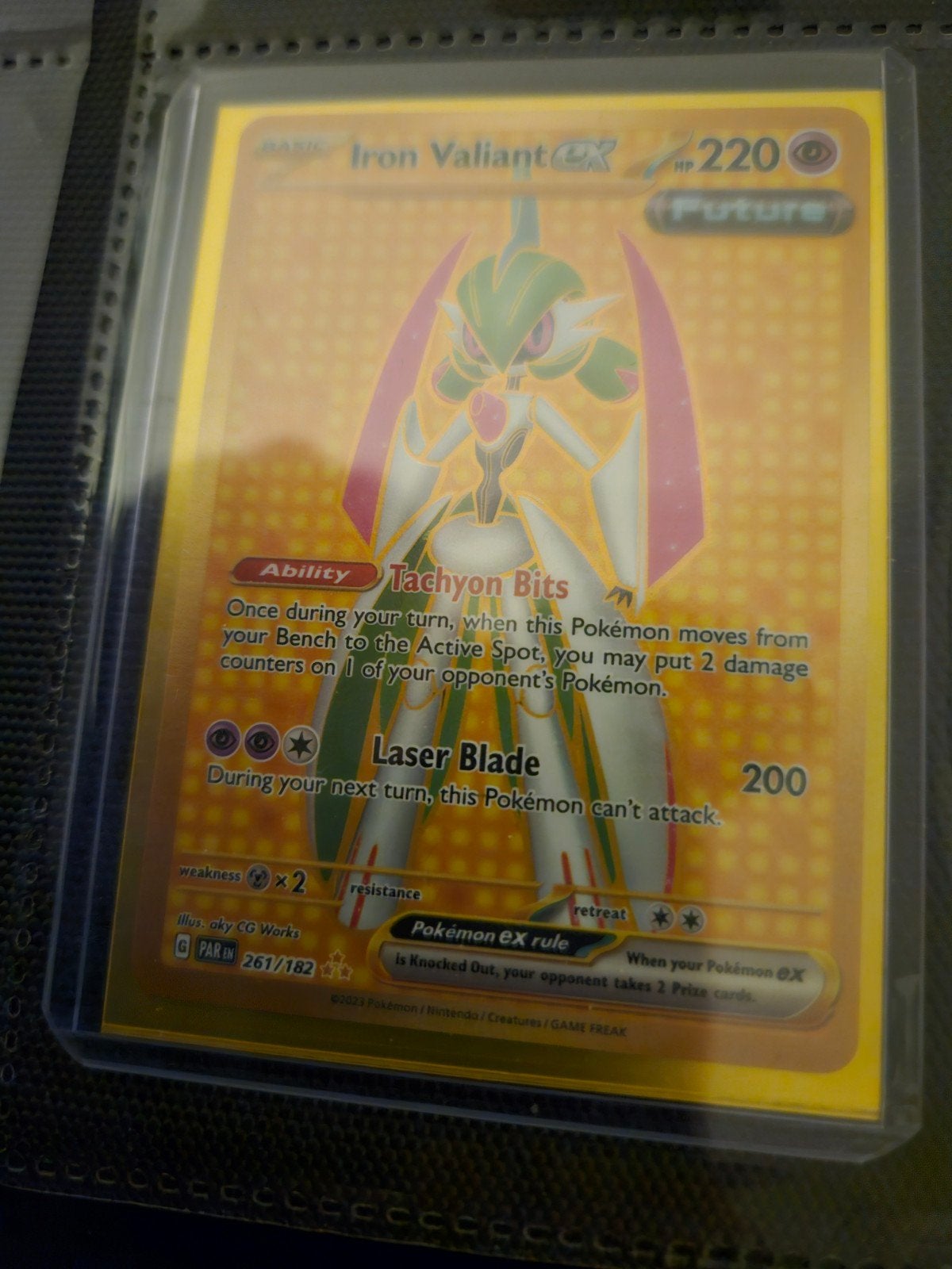 Pokemon Iron Valiant ex 261/182 Paradox Rift, Ophalen of Verzenden, Zo goed als nieuw, Losse kaart, Foil