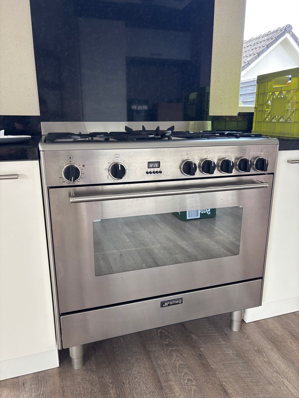 Smeg Fornuis 90 cm breed - RVS Vrijstaand Gasfornuis, Witgoed en Apparatuur, Fornuizen, Ophalen, Gebruikt, 60 cm of meer, Gas