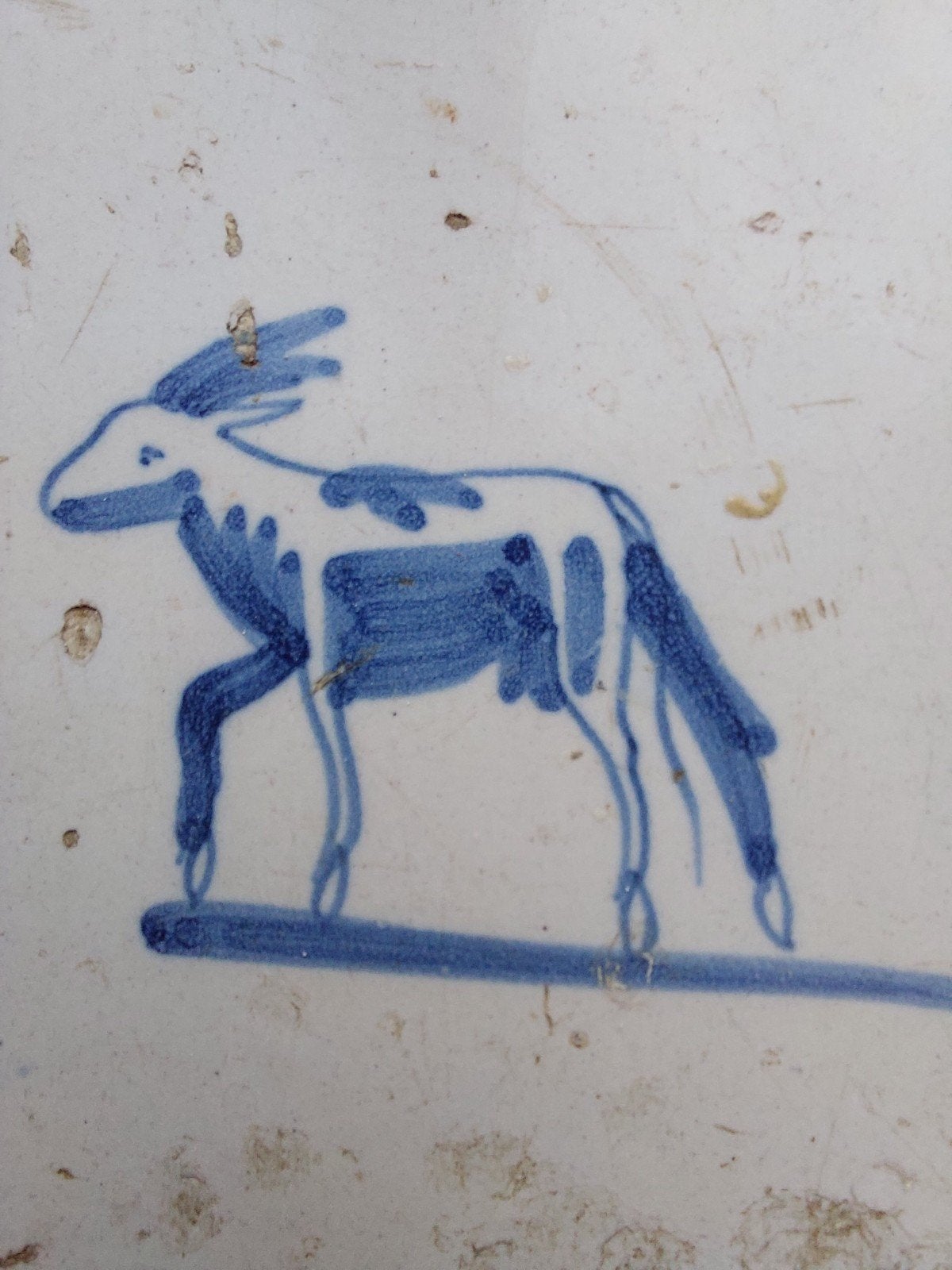 Antieke Delftse tegel met geit/bok motief, Antiek en Kunst, Ophalen of Verzenden