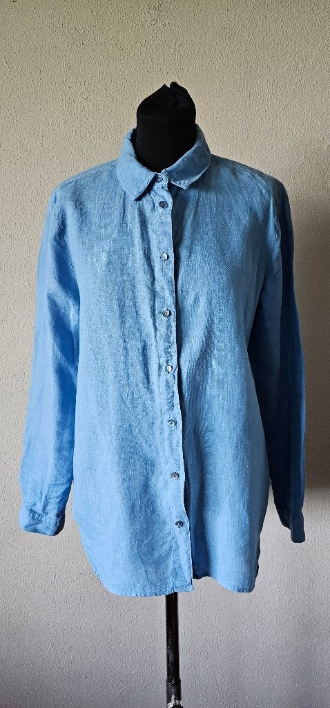 Purdey lichtblauwe linnen blouse maat 36 (14725), Blauw, Ophalen of Verzenden, Zo goed als nieuw, Purdey