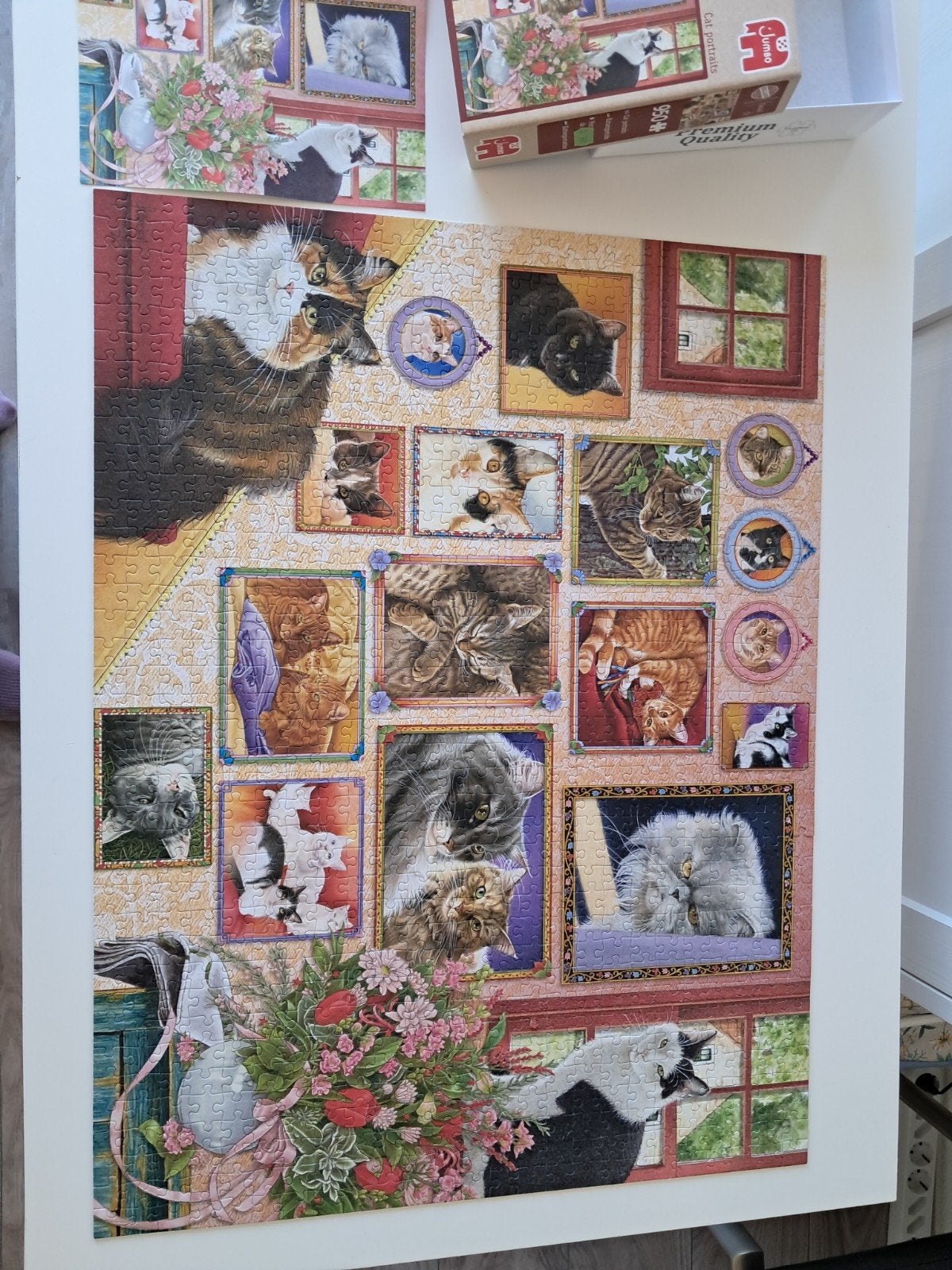 Jumbo Legpuzzel 950 stukjes - Kattenportretten, Ophalen of Verzenden, 500 t/m 1500 stukjes, Zo goed als nieuw, Legpuzzel