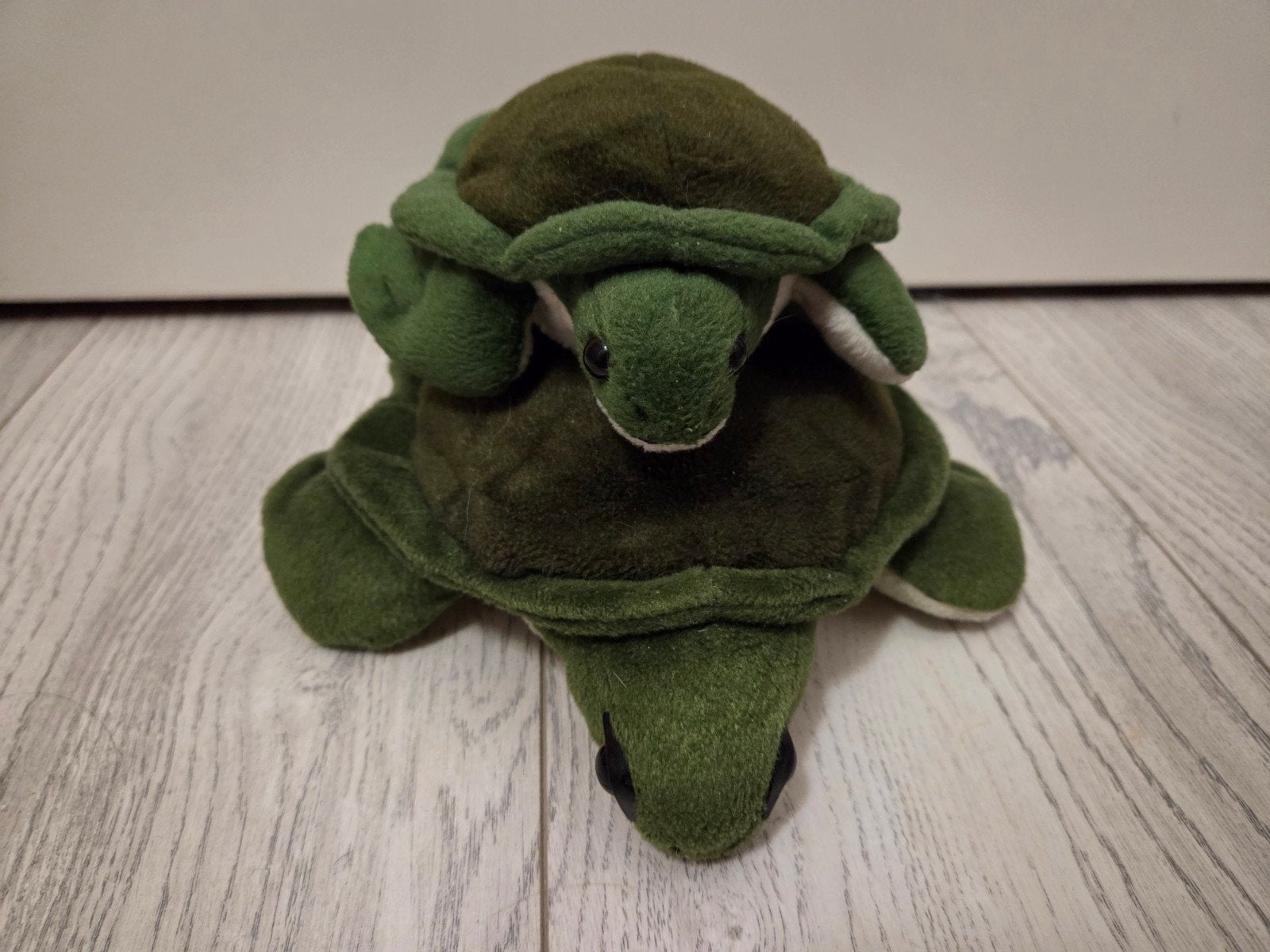Set van 2 groene schildpad knuffels met korrels, Overige typen, Ophalen of Verzenden, Korrelvulling, Gebruikt