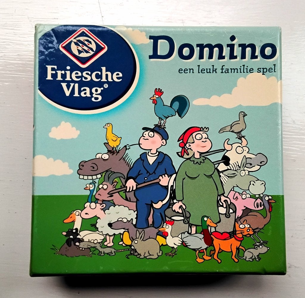 Vintage domino van Friesche Vlag - boerderijdieren - boerder, Kinderen en Baby's, Speelgoed | Overig, Ophalen of Verzenden, Gebruikt
