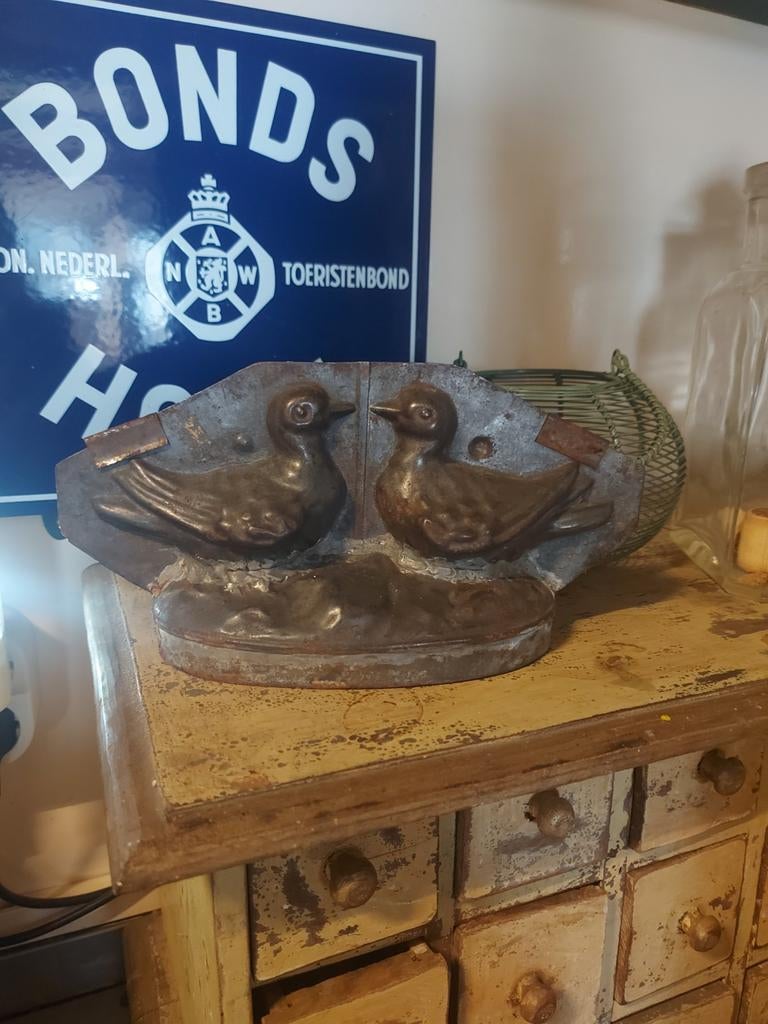 Antieke chocolademal vogels , 28 cm, Ophalen of Verzenden