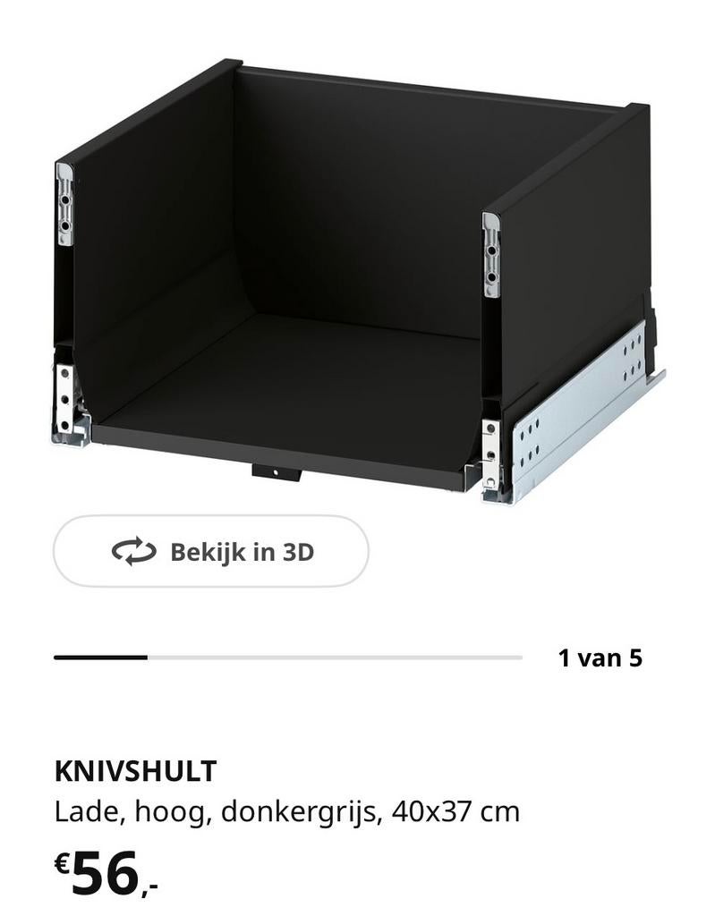 Ikea Knivshult lade 40x37cm - Hoge lade, Huis en Inrichting, Keuken | Keukenelementen, Minder dan 50 cm, Zwart, Ophalen of Verzenden
