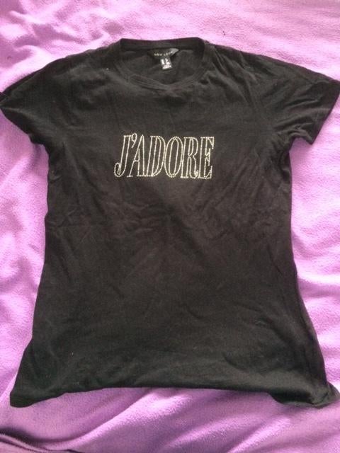 shirt mt 34 New Look j'adore bling bling, Kleding | Dames, Zwart, Ophalen of Verzenden, Zo goed als nieuw, Korte mouw