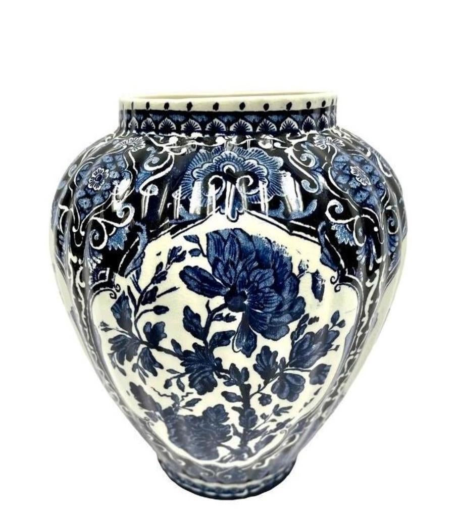 Vintage Delft Royal Sphinx Blue Floral Vase, Ophalen of Verzenden