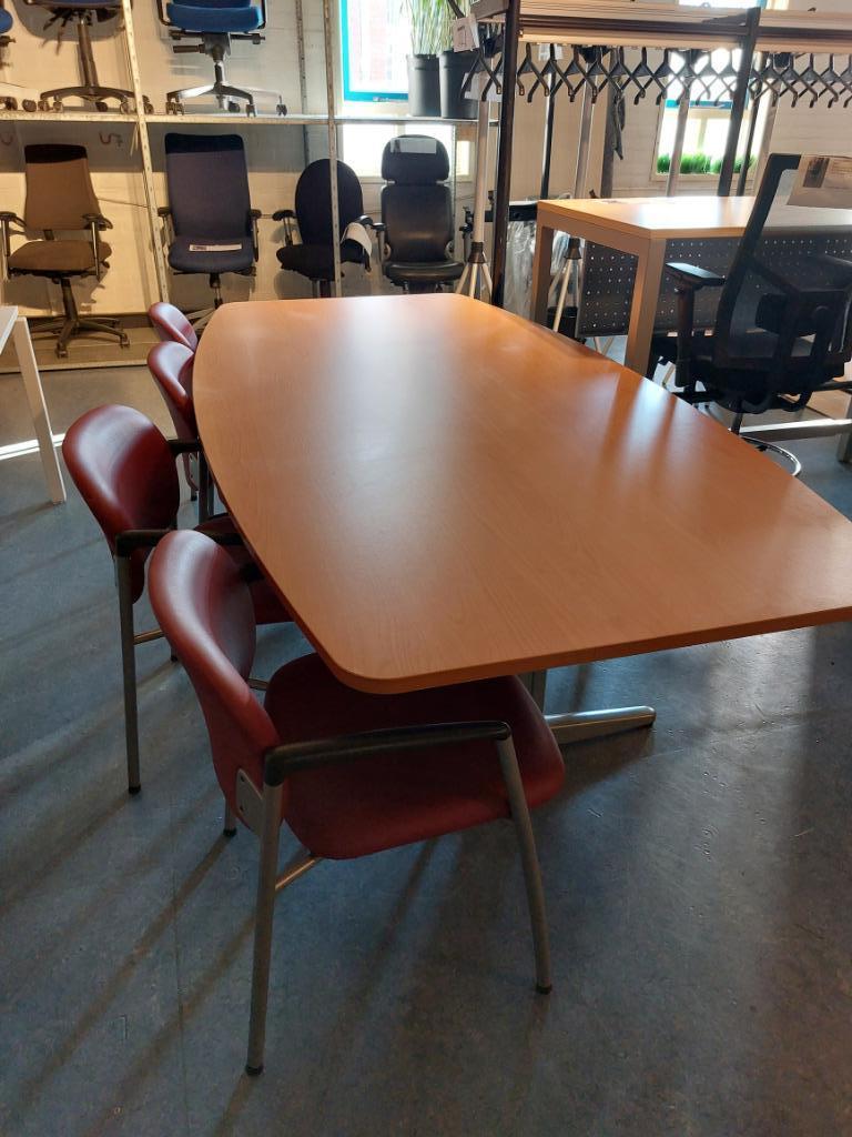 Forse vergader / kantine tafel, ovaal model, 240 x 120 cm., Overige houtsoorten, Gebruikt, 100 tot 150 cm, .