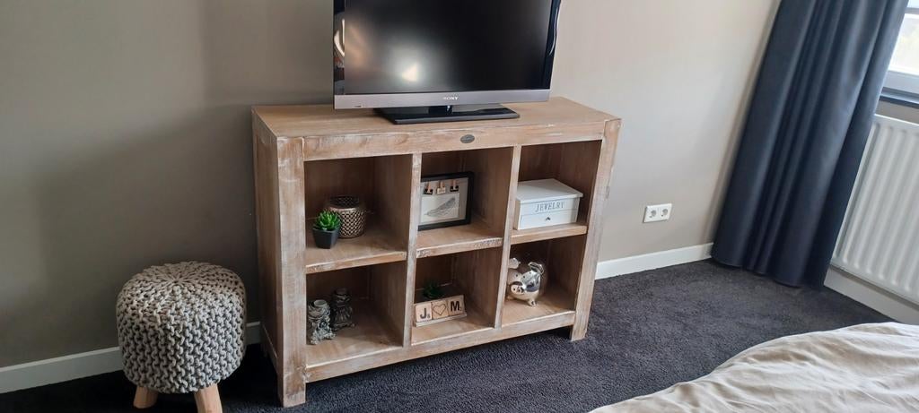 Riverdale landelijke vakken kast whitewash 115x87x36, Ophalen, 100 tot 150 cm, Nieuw, Landelijk