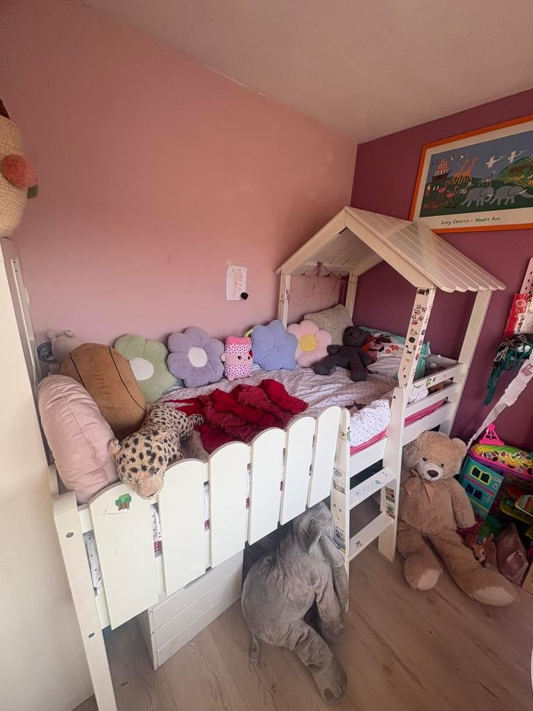 Houten kinderbed, hoogslaper., Kinderen en Baby's, Kinderkamer | Stapelbedden en Hoogslapers, Ophalen, Gebruikt, Hoogslaper