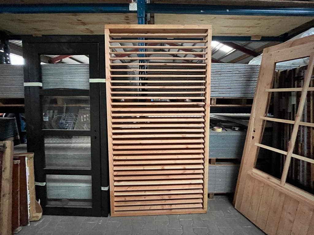 Houten Buitenjaloezie 225x120cm, Ophalen, Nieuw, Buitendeur, Hout