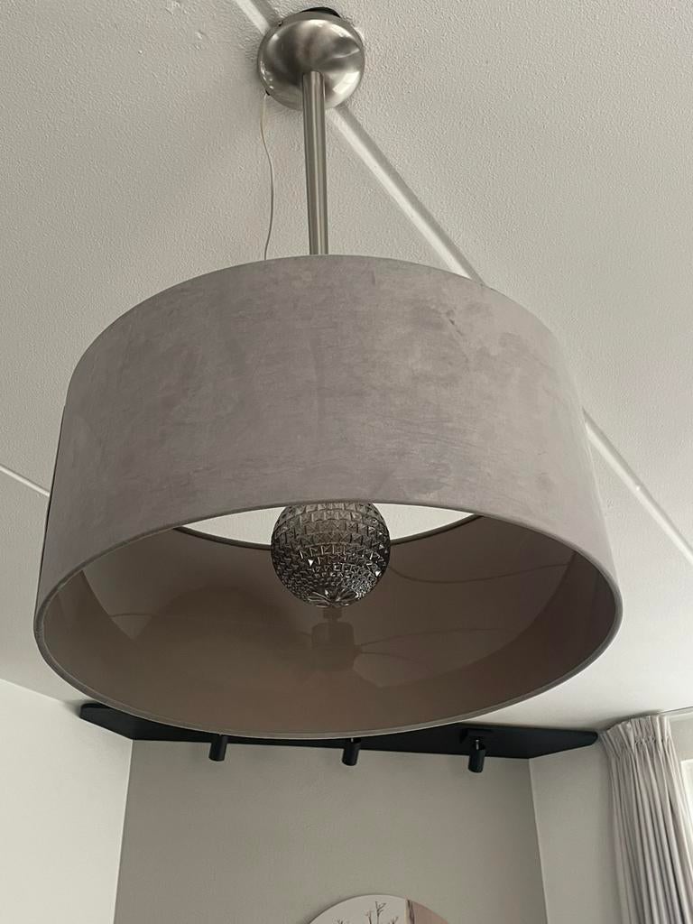 Hanglampen taupe tint 3 stuks, Landelijk modern, Rond, Ophalen of Verzenden, Zo goed als nieuw
