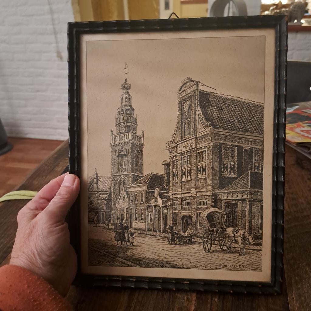 Ets van Eugene Rensburg t Walletje Rhenen 30 bij 23 cm groo, Antiek en Kunst, Kunst | Tekeningen en Foto's, Ophalen of Verzenden