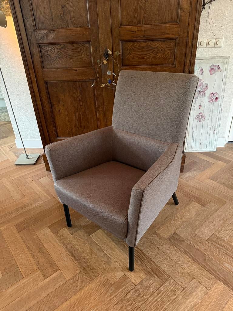 Goossens Fauteuil taupe/bruin kleurig (nieuw!), Huis en Inrichting, Fauteuils, Ophalen, Zo goed als nieuw, 75 tot 100 cm, 50 tot 75 cm